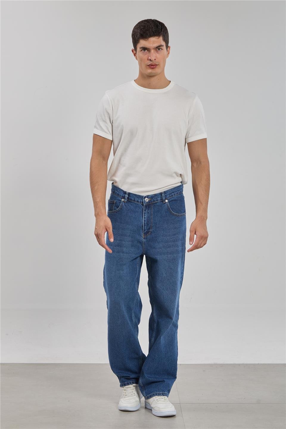 Relaxed fit jean pantolon-1594 Mavi