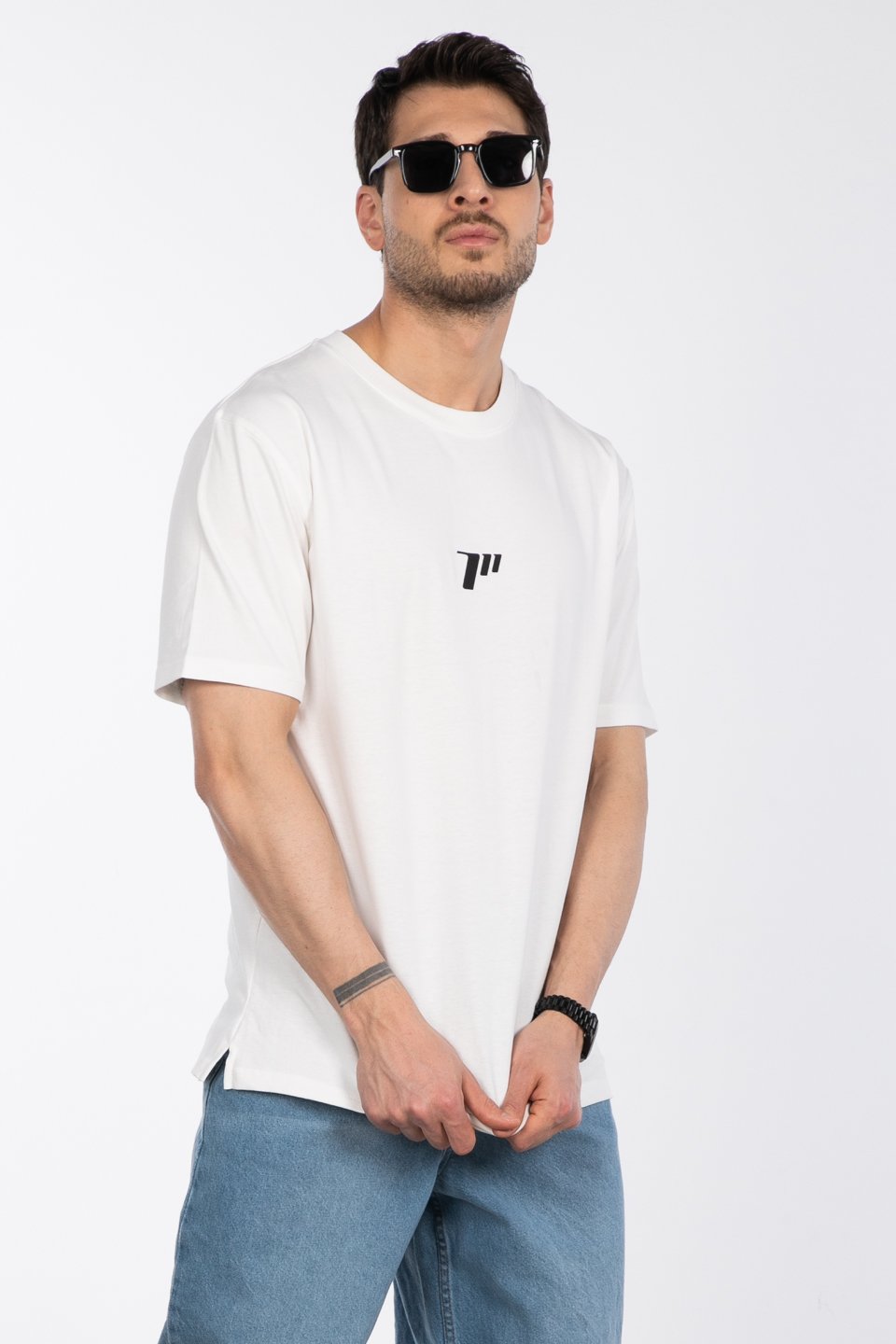 Sayı baskılı t-shirt-2927 Ekru