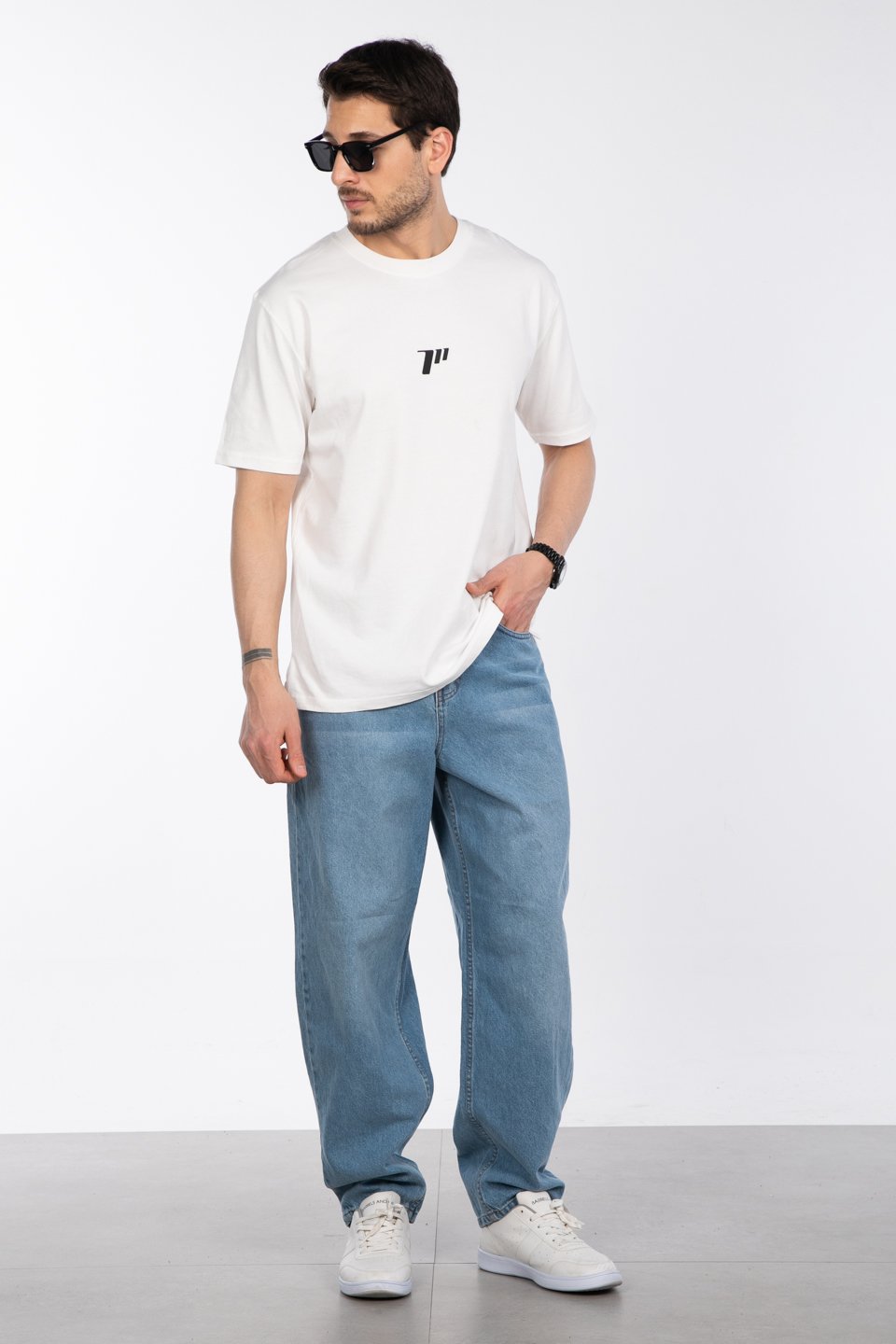 Sayı baskılı t-shirt-2927 Ekru