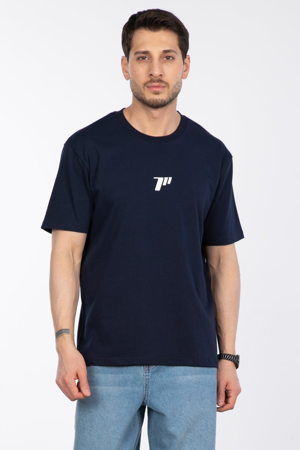 Sayı baskılı t-shirt-2927 İndigo