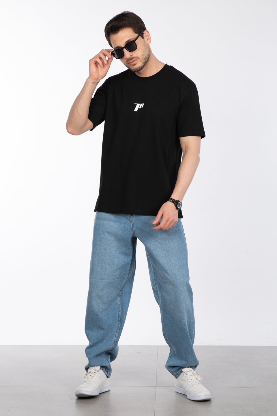 Sayı baskılı t-shirt-2927 Siyah