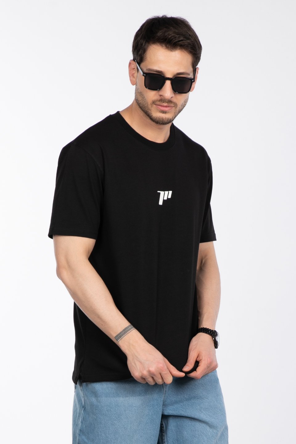 Sayı baskılı t-shirt-2927 Siyah