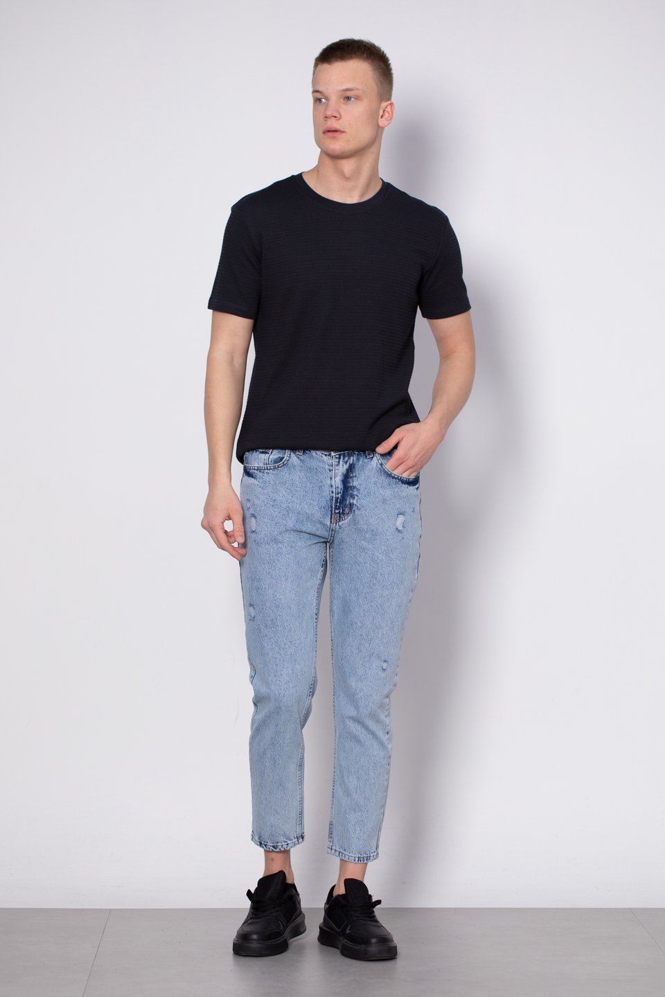 Slim crop jean pantolon-1595 Buz Mavi