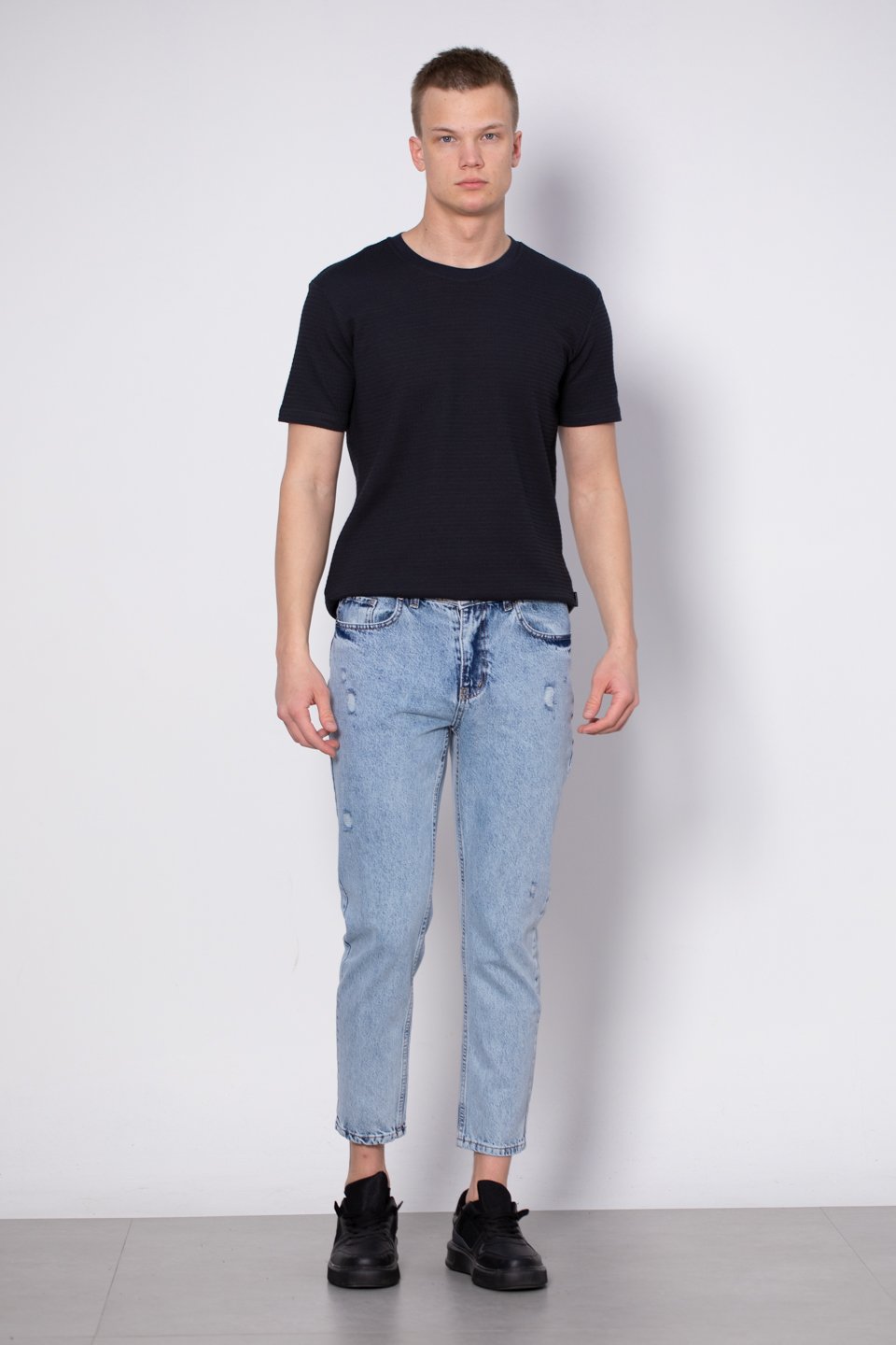 Slim crop jean pantolon-1595 Buz Mavi