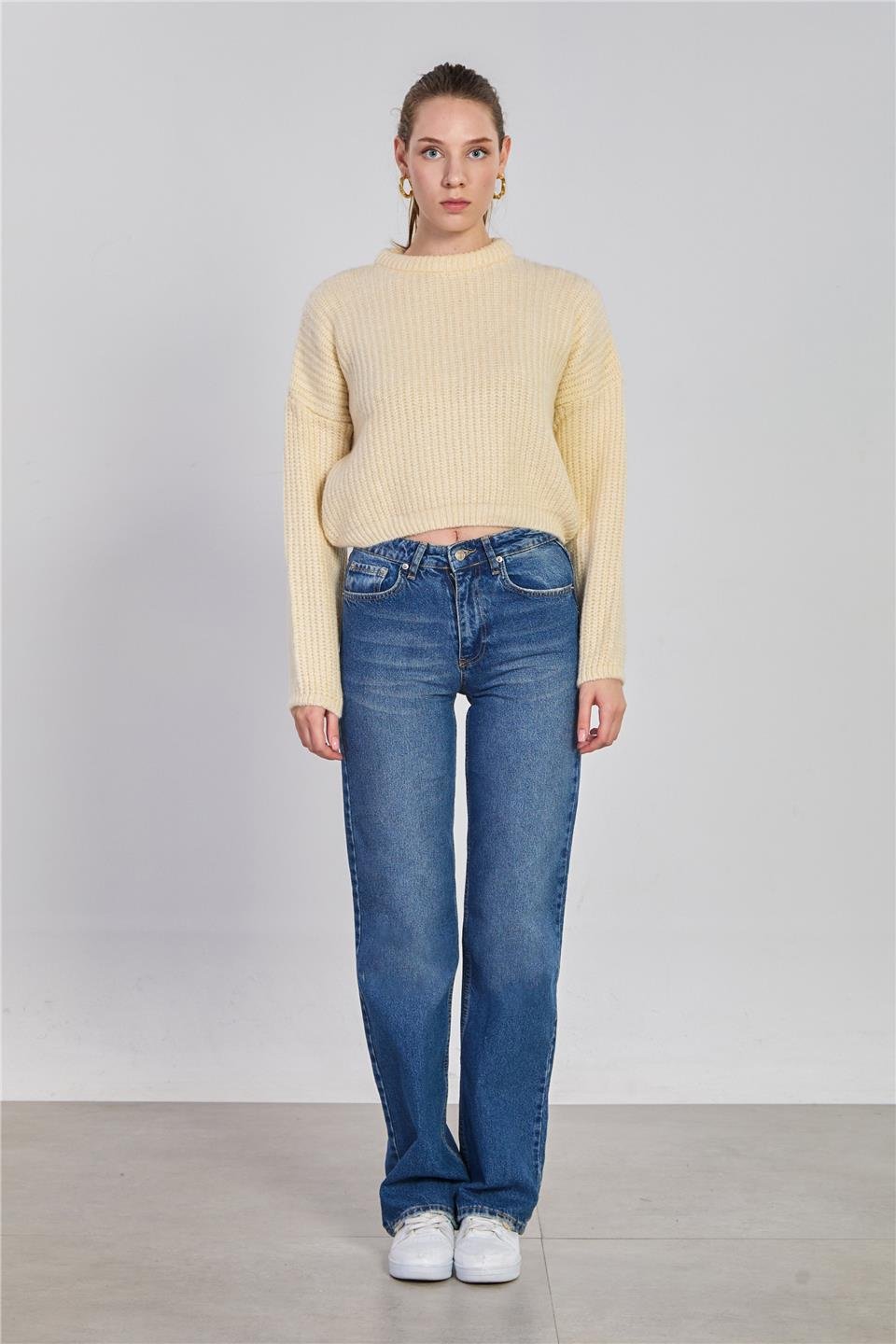 Straight leg jean pantolon-2103 Orta Mavi