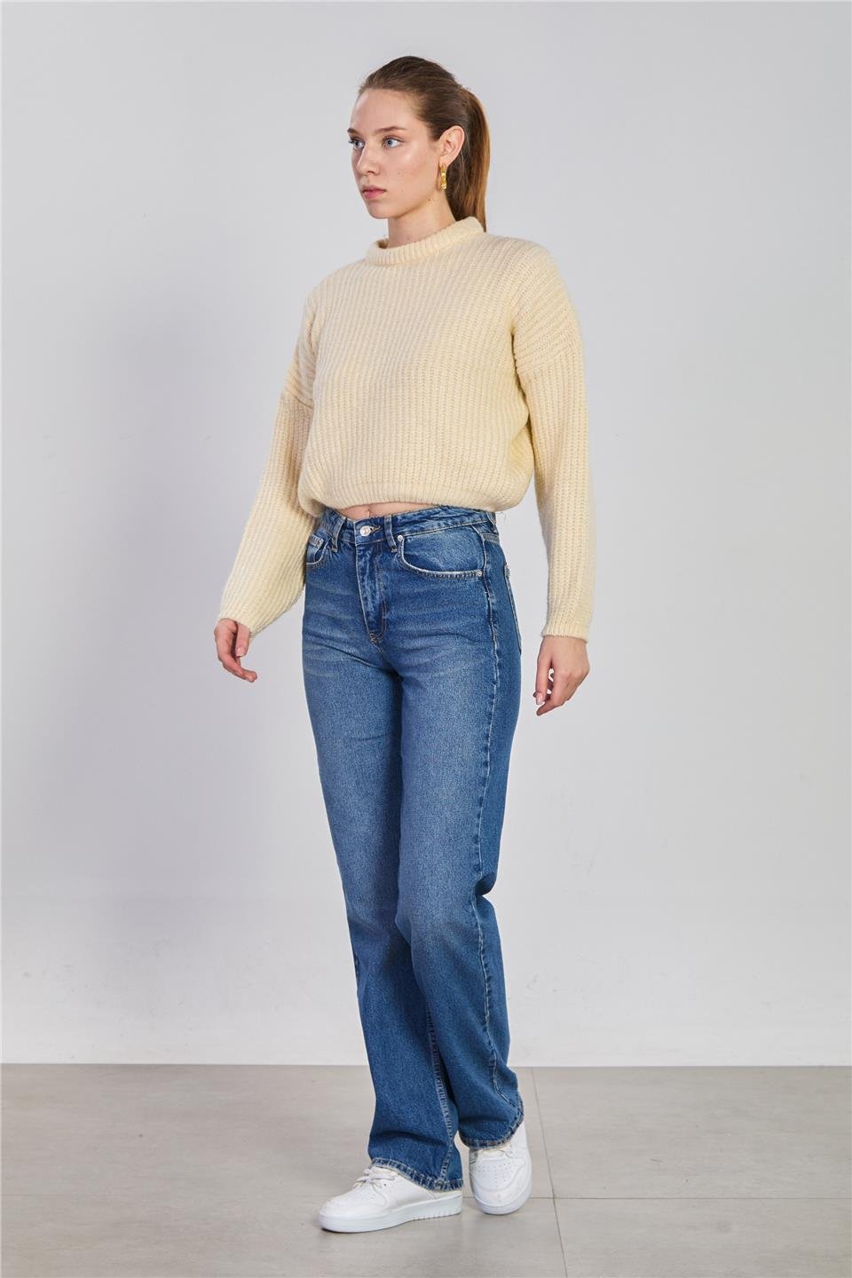 Straight leg jean pantolon-2103 Orta Mavi