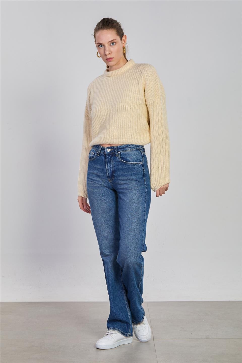 Straight leg jean pantolon-2103 Orta Mavi