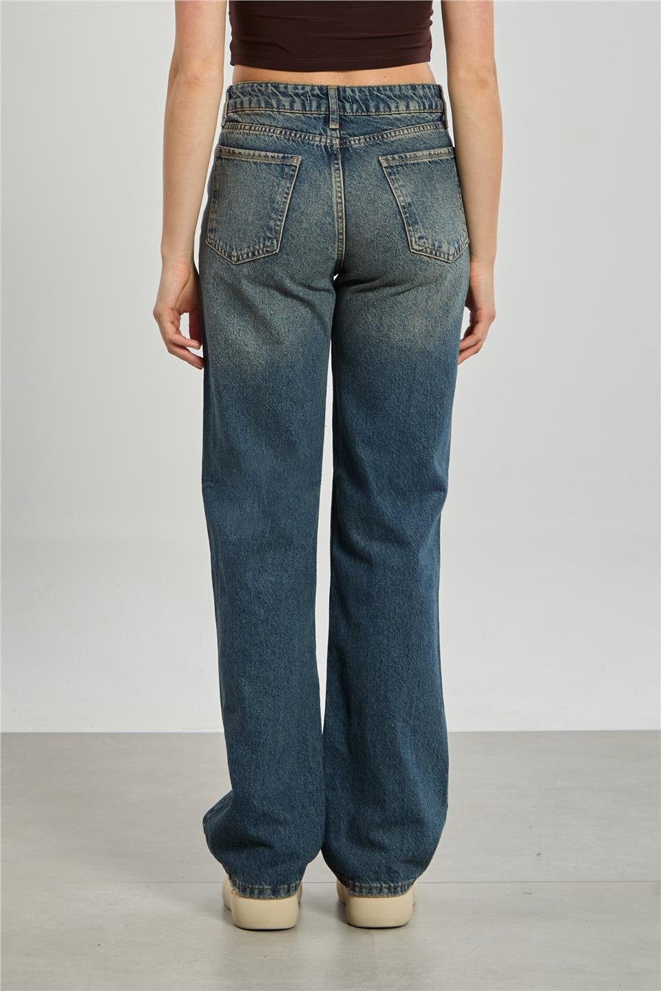 Straight leg jean pantolon-2103 Yeşil Tint