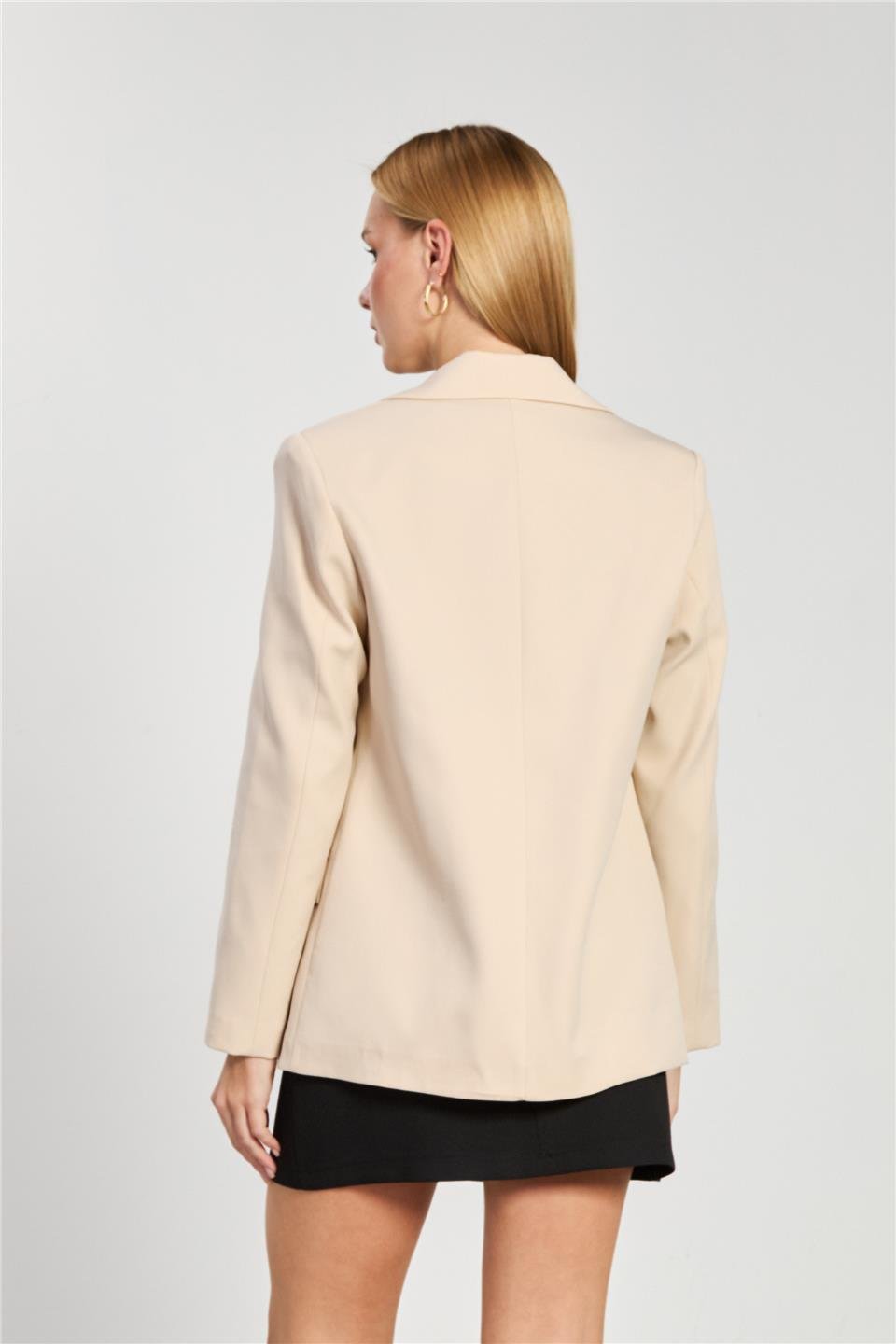 Tek düğmeli blazer ceket-2787 Çakıl Taşı