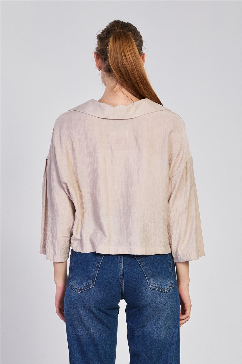 Truvakar kol kısa gömlek-6530 Bej