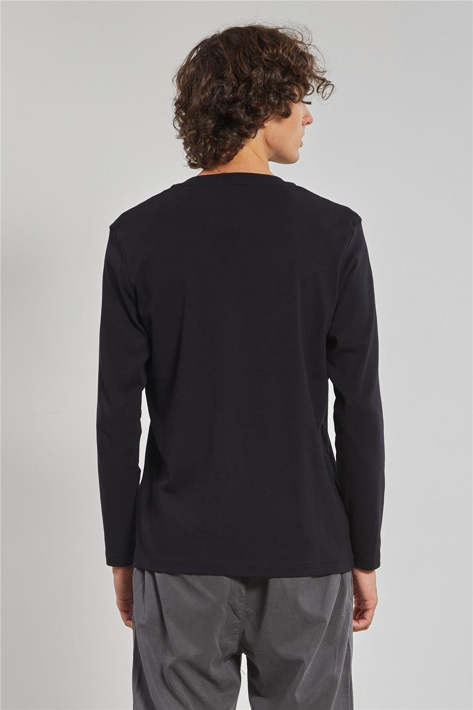 Uzun Kollu Erkek Sweat - Siyah