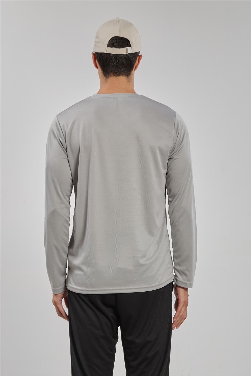 Uzun kollu sporcu t-shirt-THOR Gri