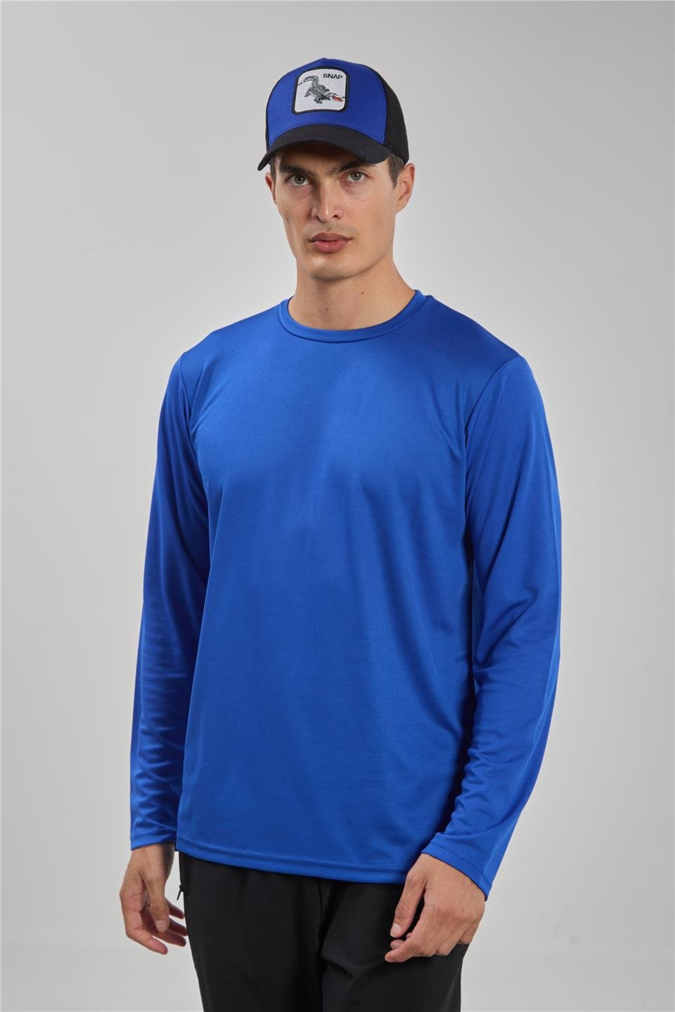 Uzun kollu sporcu t-shirt-THOR Mavi