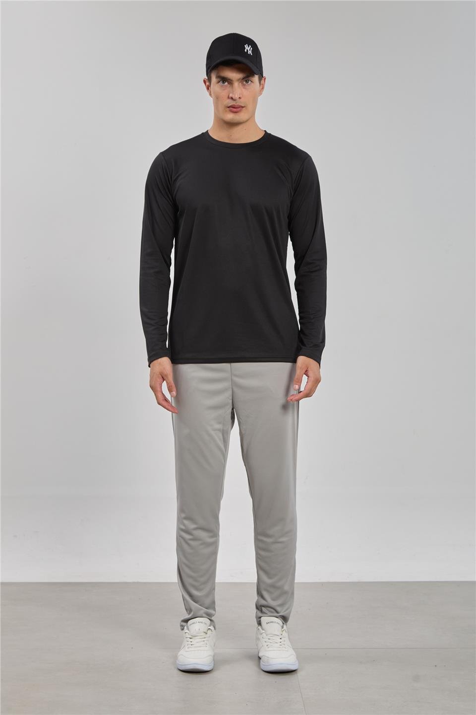 Uzun kollu sporcu t-shirt-THOR Siyah