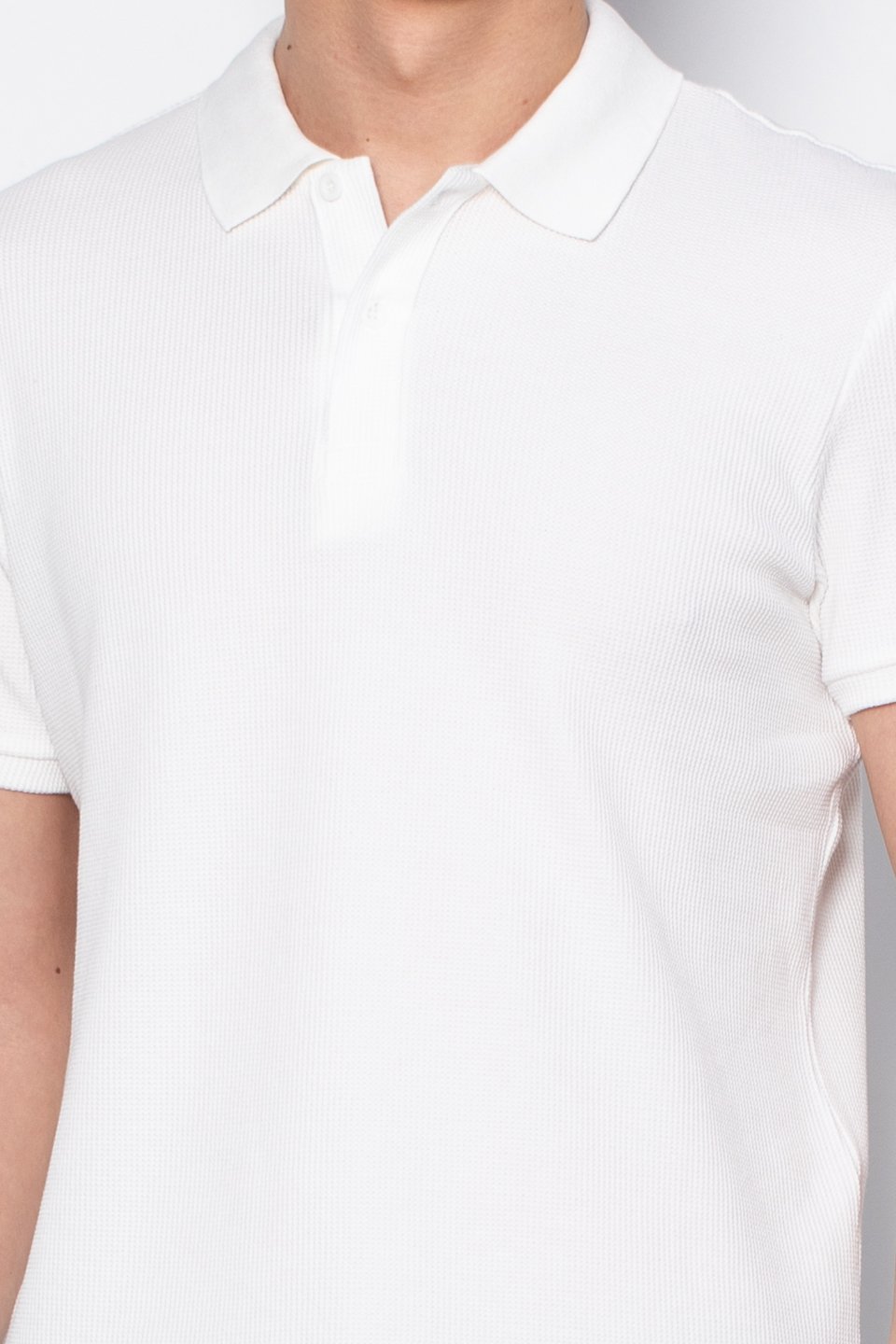 Waffle polo yaka t-shirt-2761 Ekru