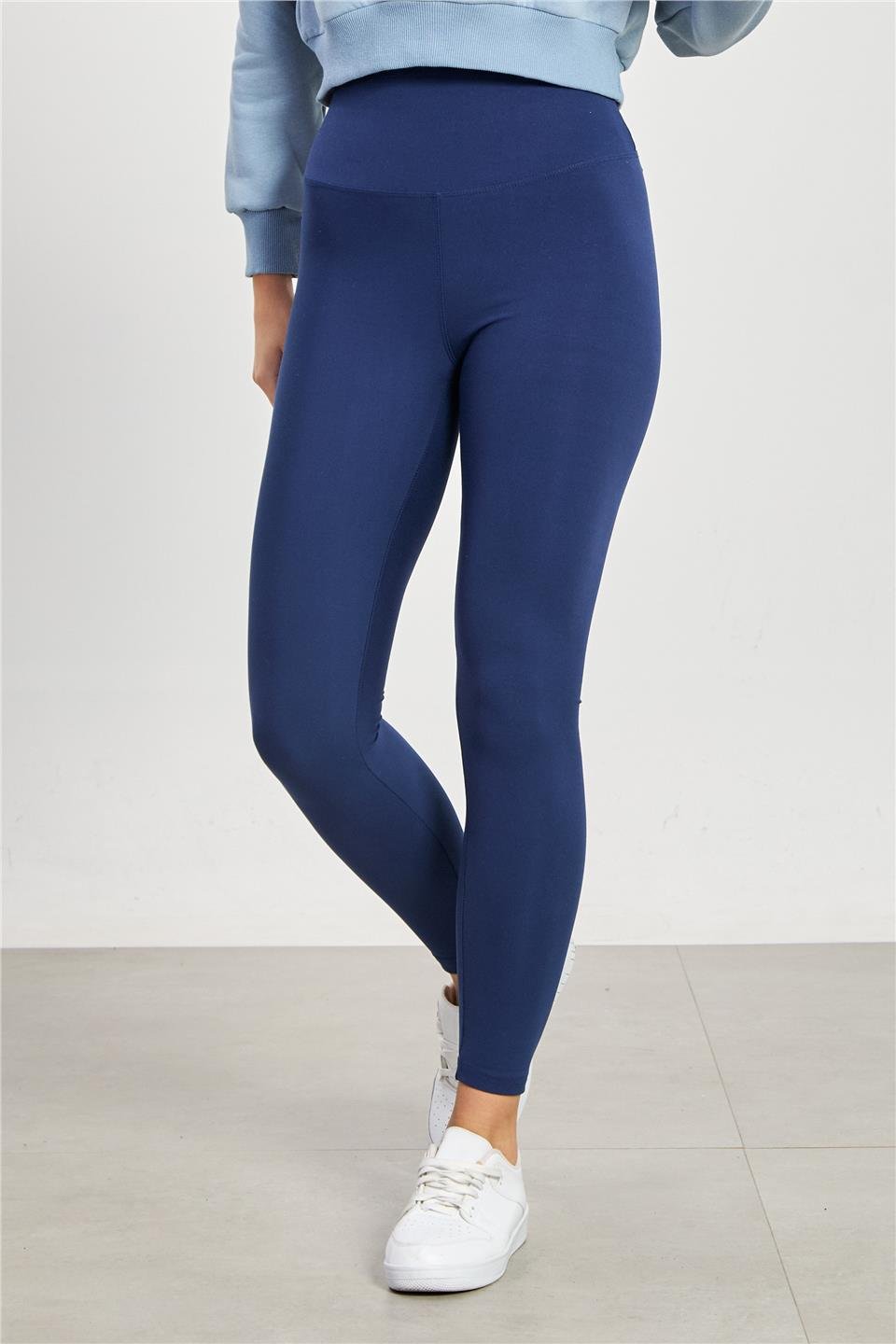 Yüksek bel polyemid tayt-1453 Koyu Lacivert