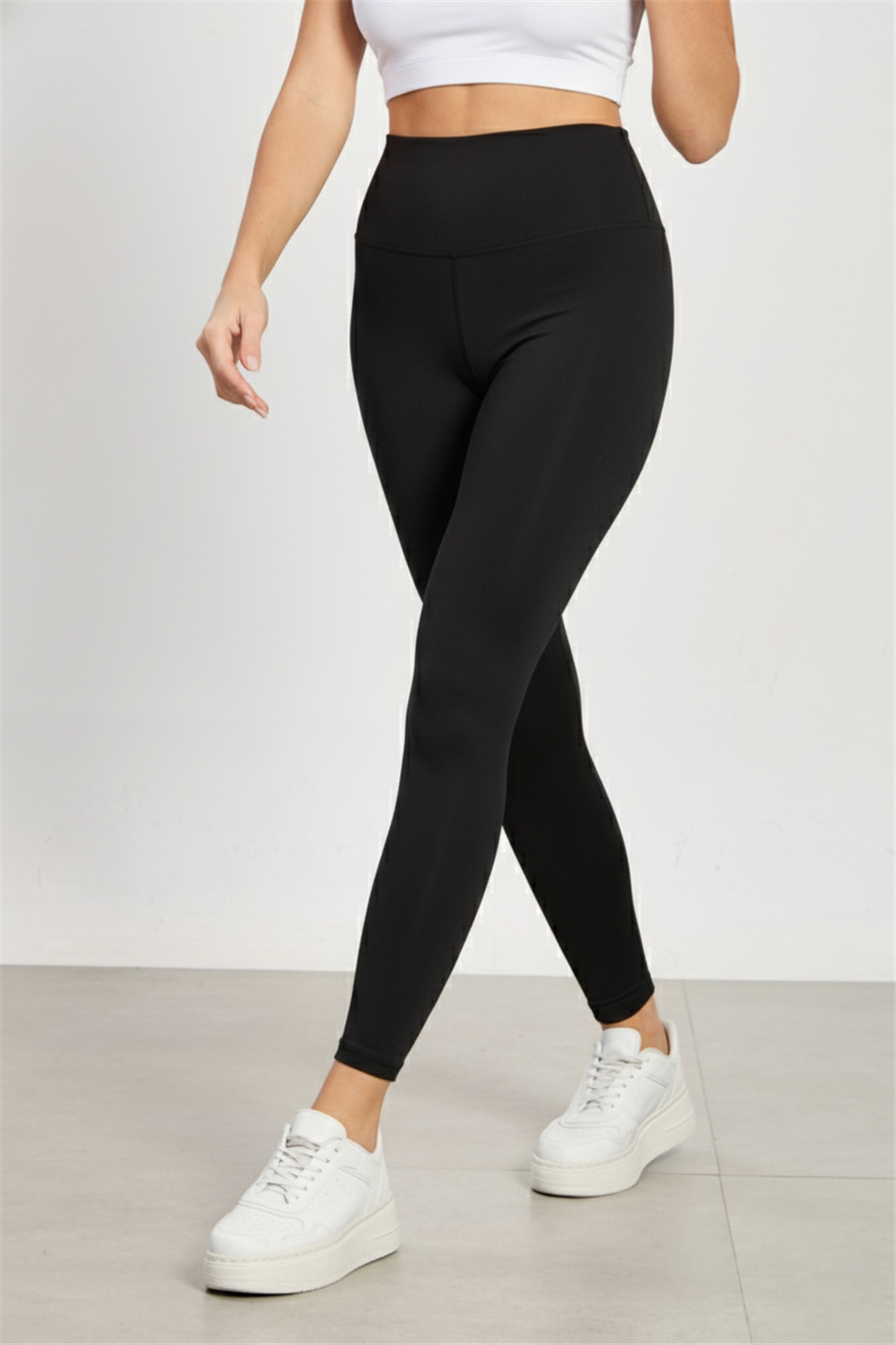 Yüksek bel polyemid tayt-1453 Siyah