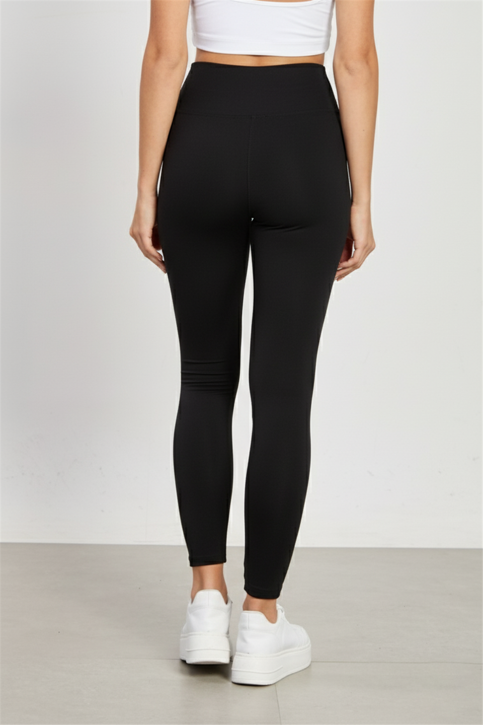 Yüksek bel polyemid tayt-1453 Siyah
