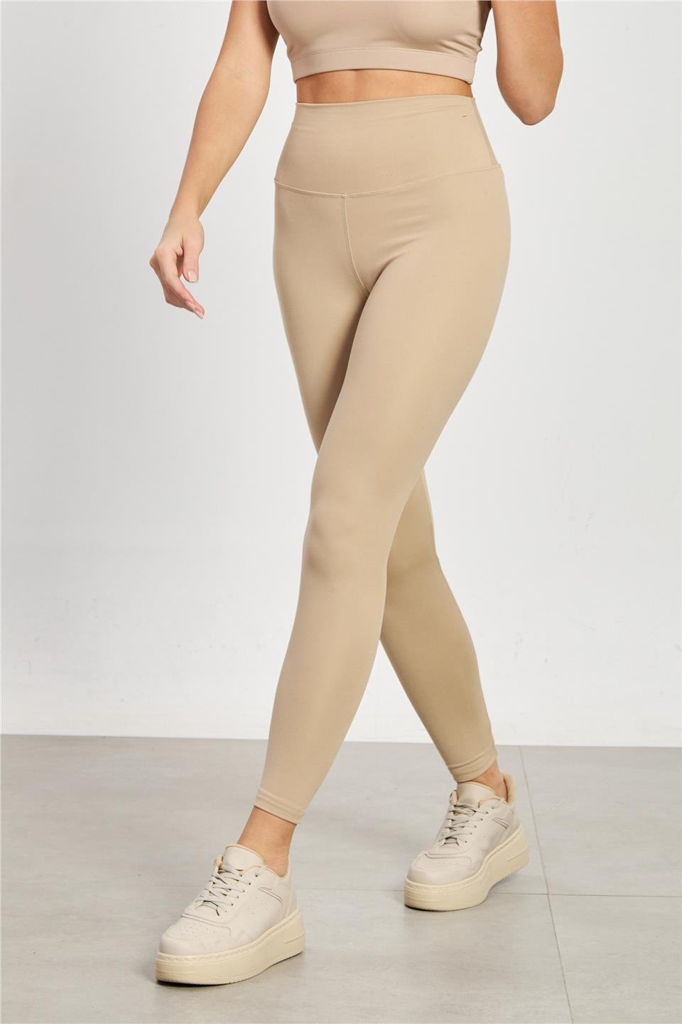 Yüksek bel polyemid tayt-1453 Taş