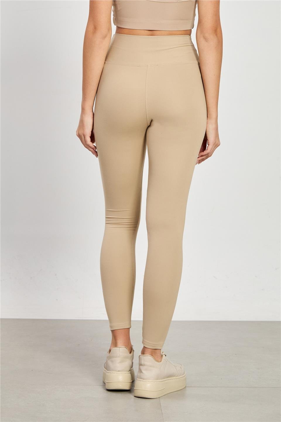 Yüksek bel polyemid tayt-1453 Taş