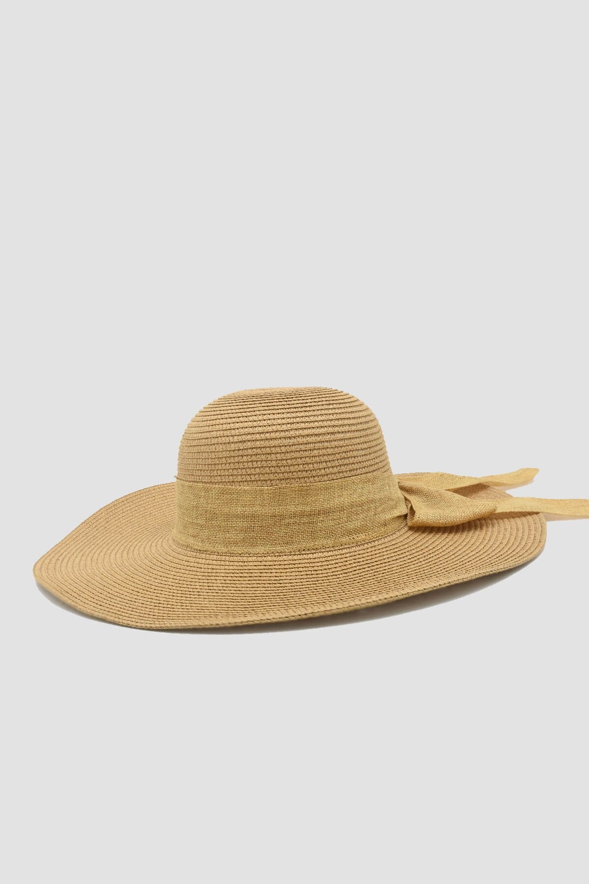 Kadın Geniş Siperli Camel Hasır Şapka