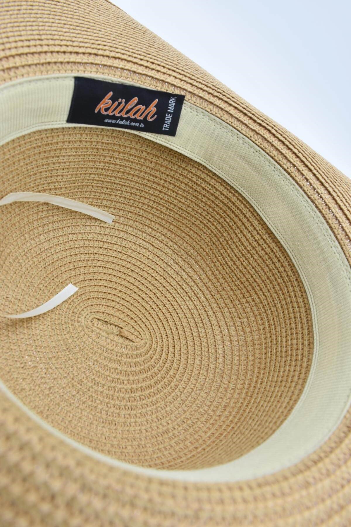 Kadın Geniş Siperli Camel Hasır Şapka