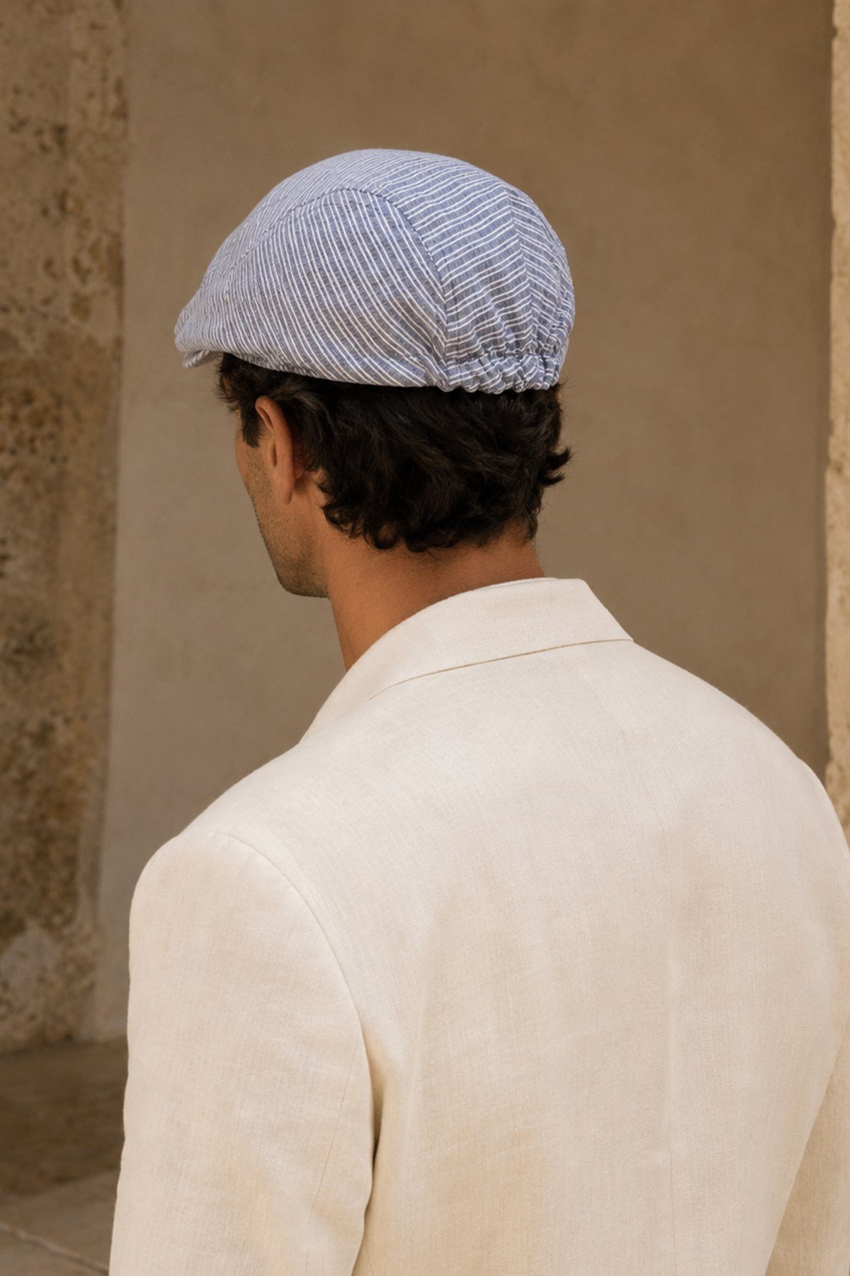 Külah Amalfi Blue Keten Dokulu Slim Fit Kasket – Flat Cap | Riviera Collection KLH7598