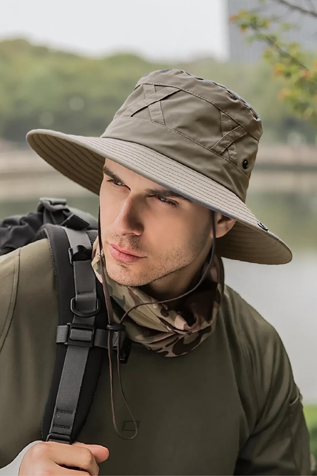 Külah Bej Outdoor Şapka Uv Korumalı Nefes Alan Safari Şapkası KLH7527