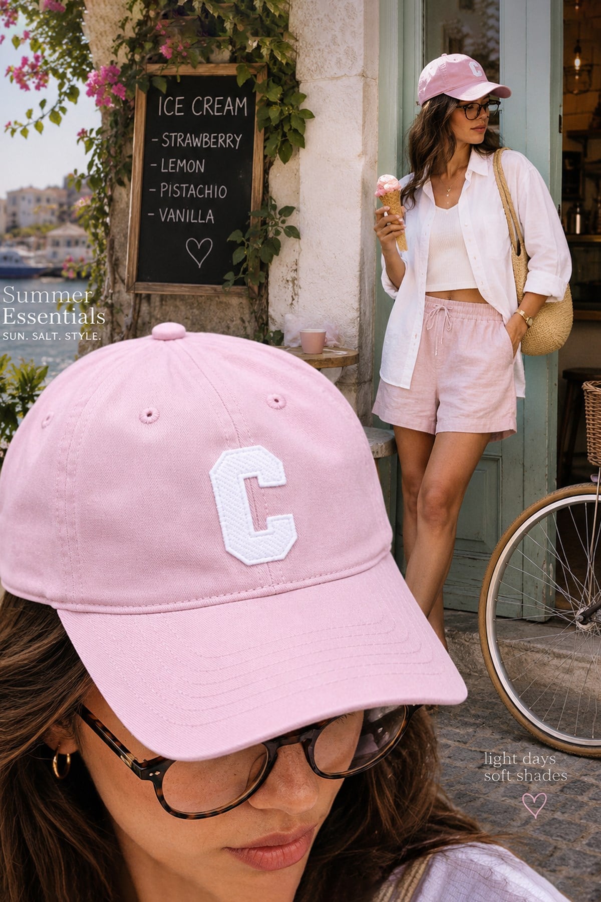 Külah Club Letter Series - C Harf Nakışlı Şapka | Blush KLH7593