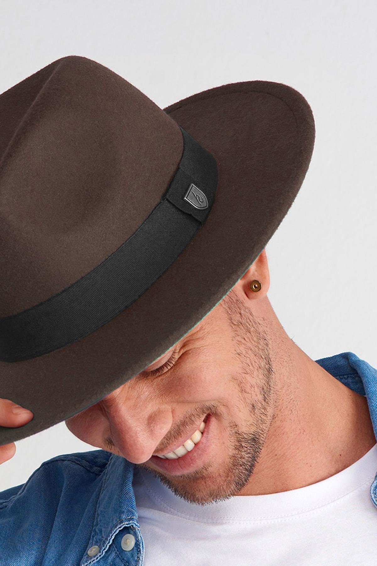 Külah Erkek Ayarlanabilir Kahve Fedora Şapka KLH7285