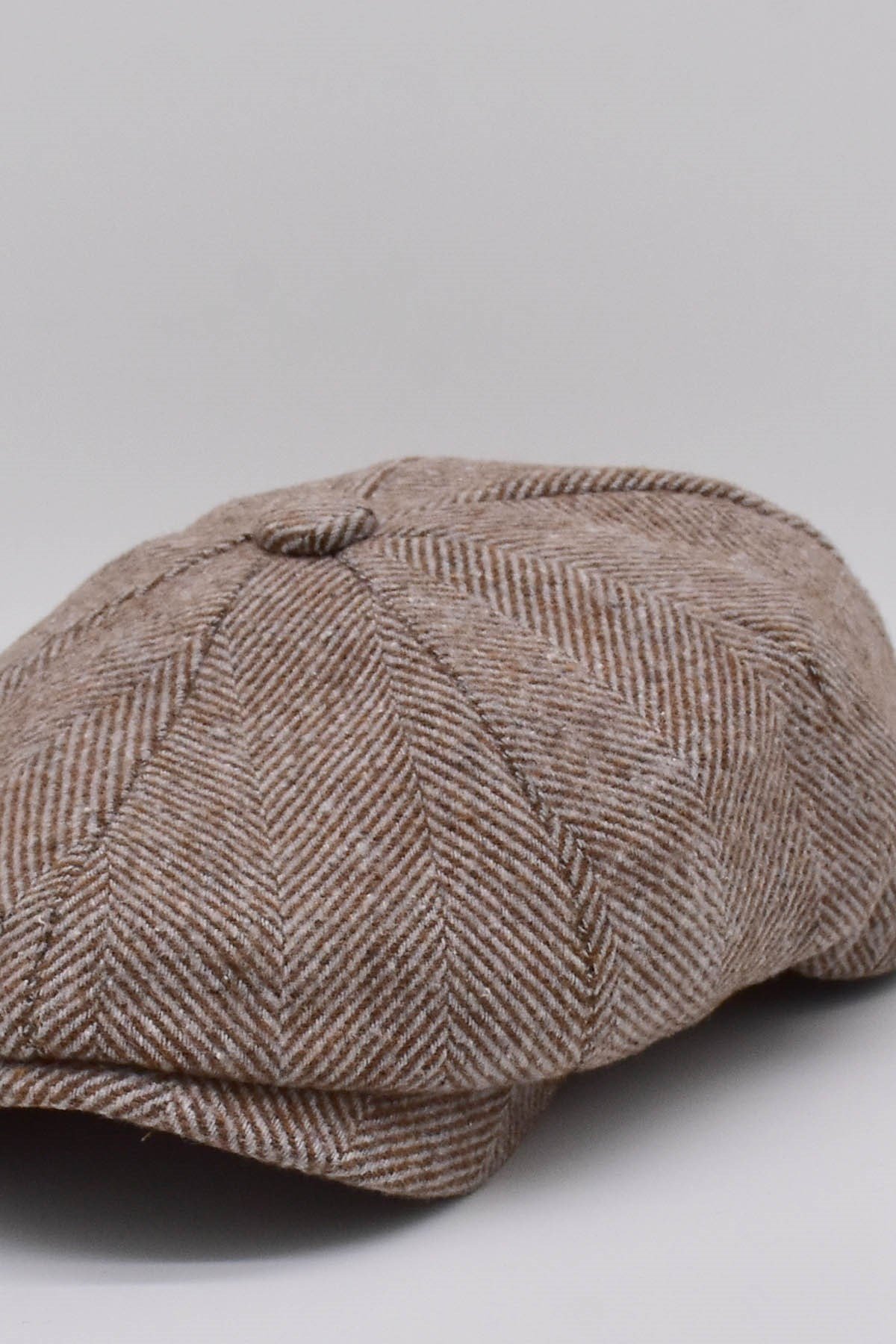 Külah Erkek Bej Balıksırtı Kasket 8 Parça Peaky Blinders Şapka KLH7282