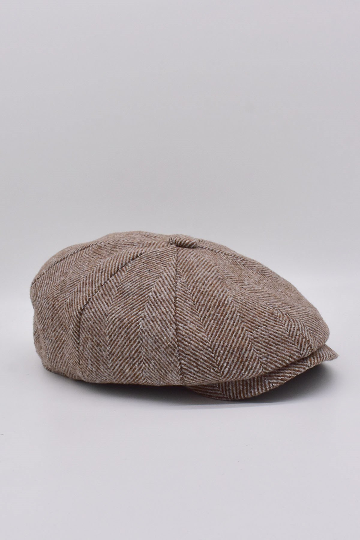 Külah Erkek Bej Balıksırtı Kasket 8 Parça Peaky Blinders Şapka KLH7282