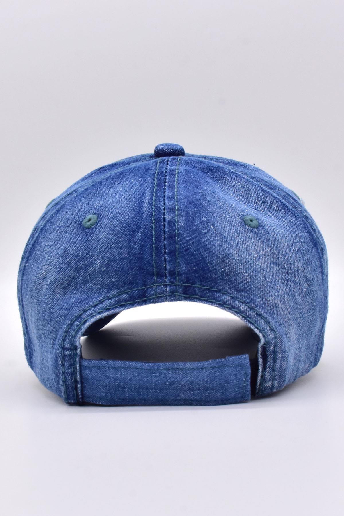 Külah Erkek Denim Beyzbol Şapka Cırtcırtlı Kot Kep KLH7343
