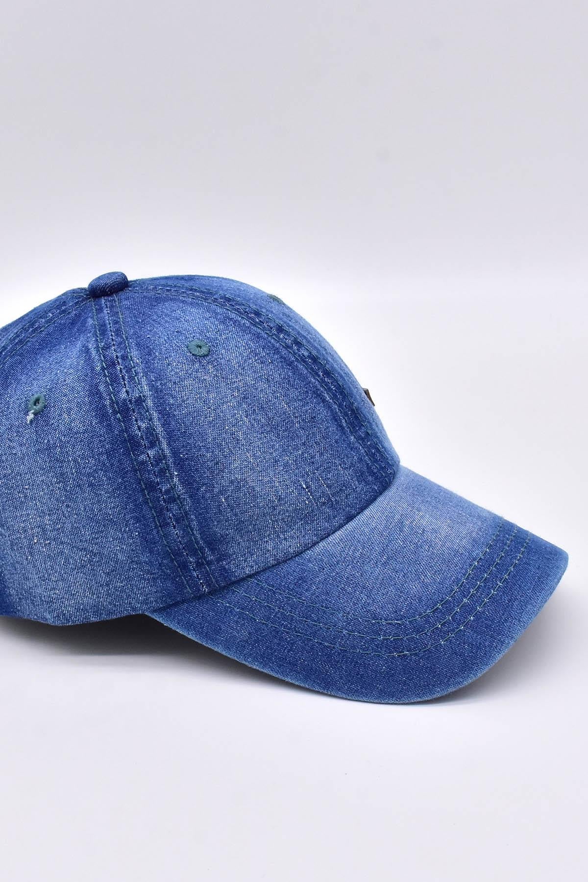 Külah Erkek Denim Beyzbol Şapka Cırtcırtlı Kot Kep KLH7343