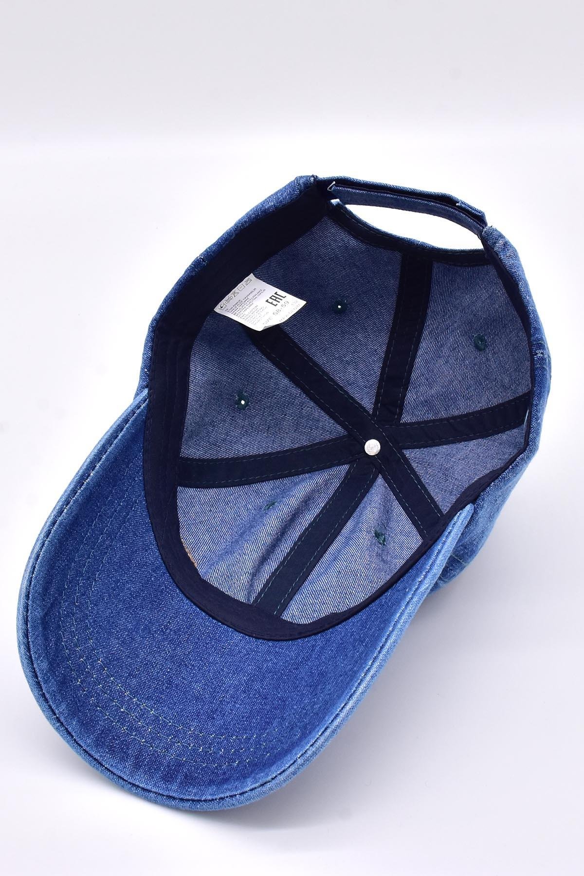 Külah Erkek Denim Beyzbol Şapka Cırtcırtlı Kot Kep KLH7343