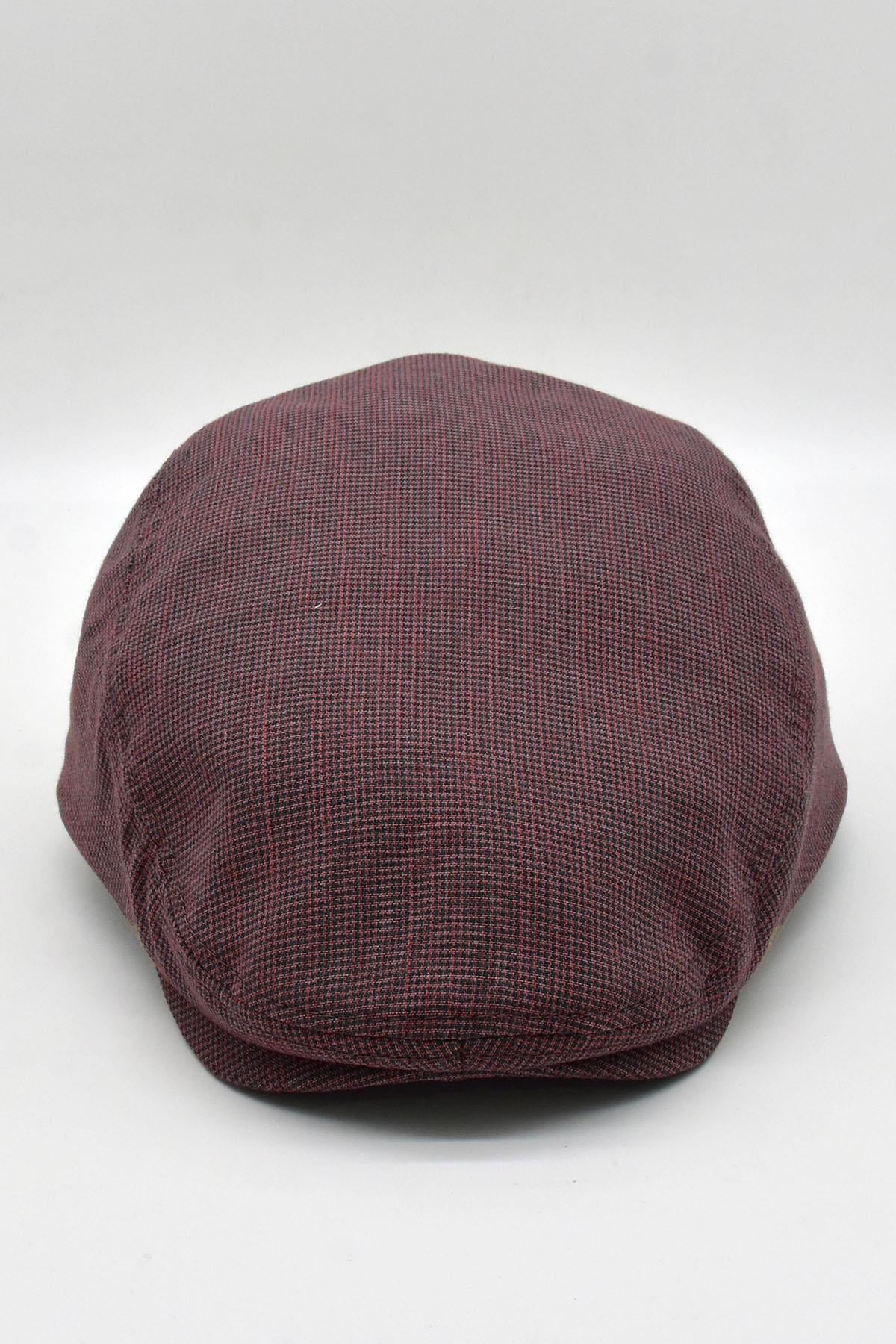 Külah Erkek Dokulu London Kasket Bordo Flat Cap Şapka KLH7446