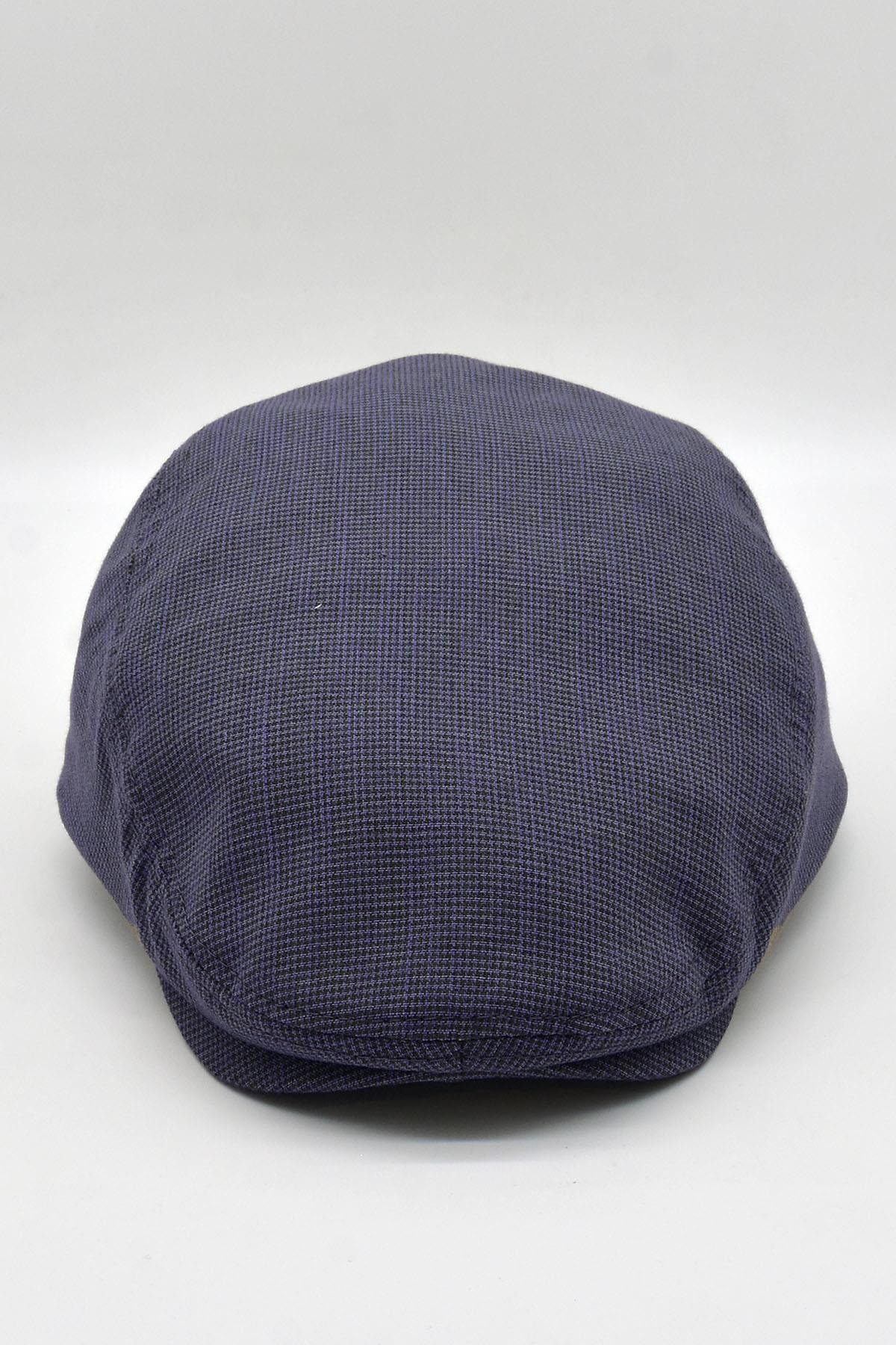Külah Erkek Dokulu London Kasket Lacivert Flat Cap Şapka KLH7446