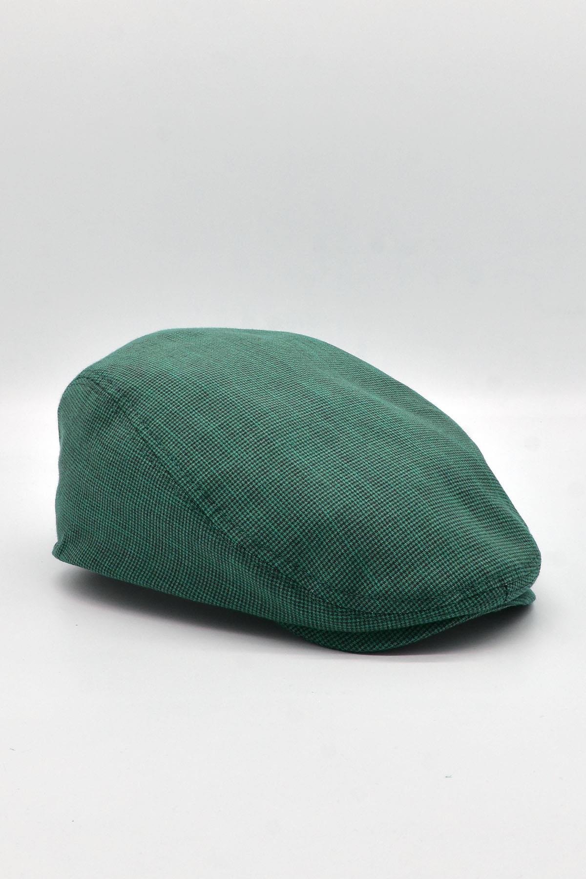 Külah Erkek Dokulu London Kasket Yeşil Flat Cap Şapka KLH7446