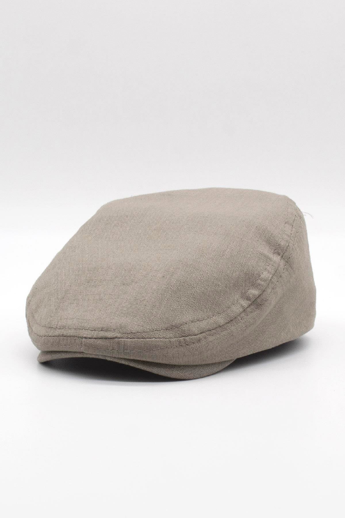 Külah Erkek Düz Pamuklu Latte Flat Cap Kasket KLH6945