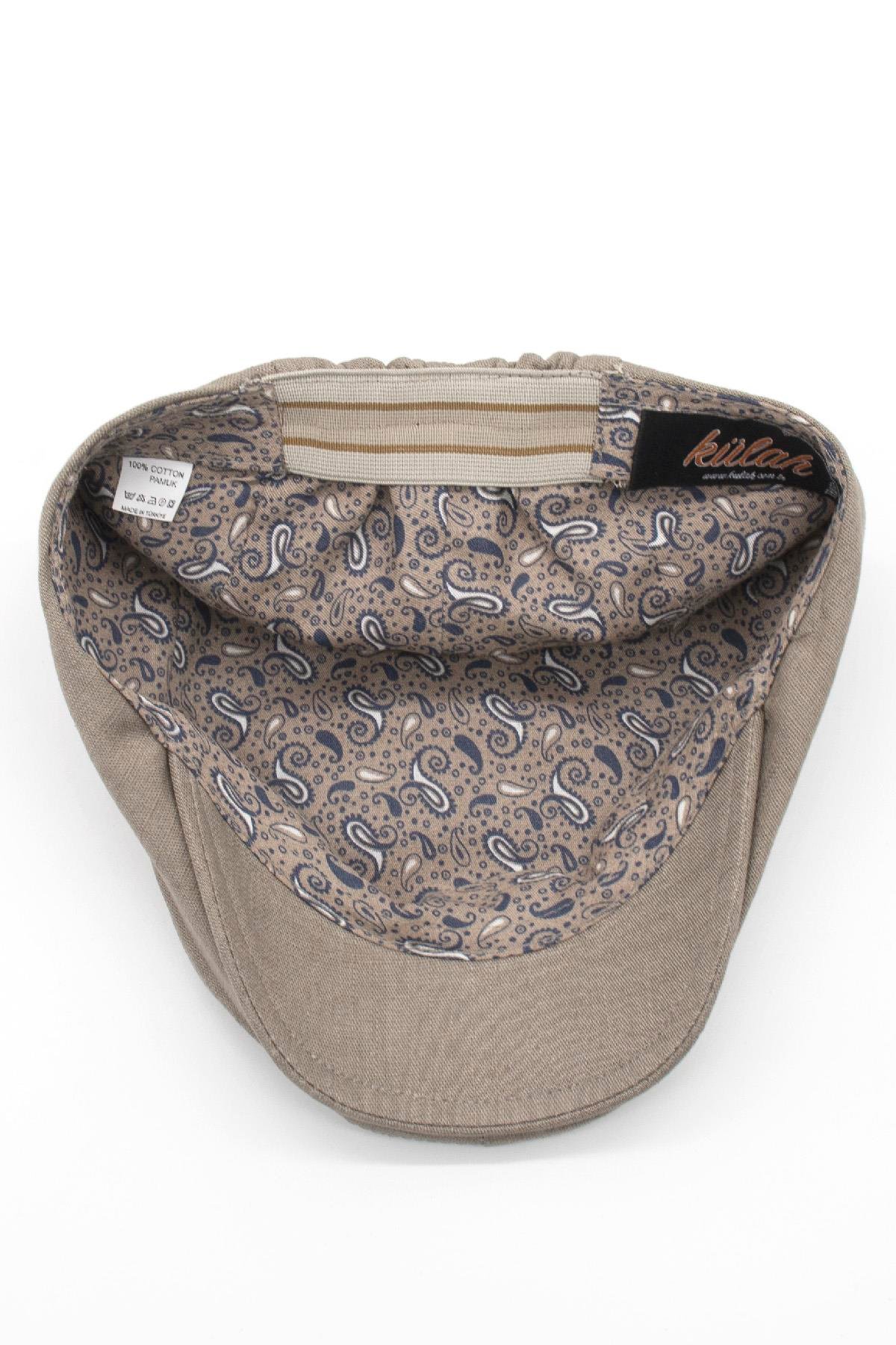 Külah Erkek Düz Pamuklu Latte Flat Cap Kasket KLH6945