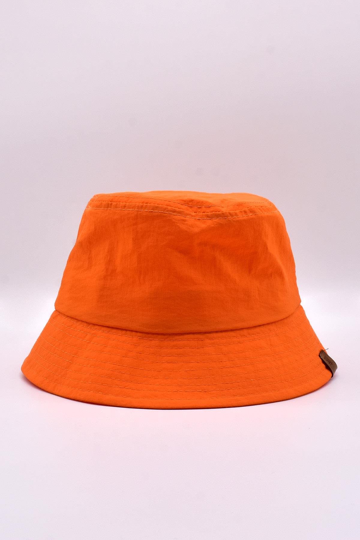 Külah Erkek Turuncu Bucket Şapka Dokulu Yazlık Balıkçı Şapkası KLH6942