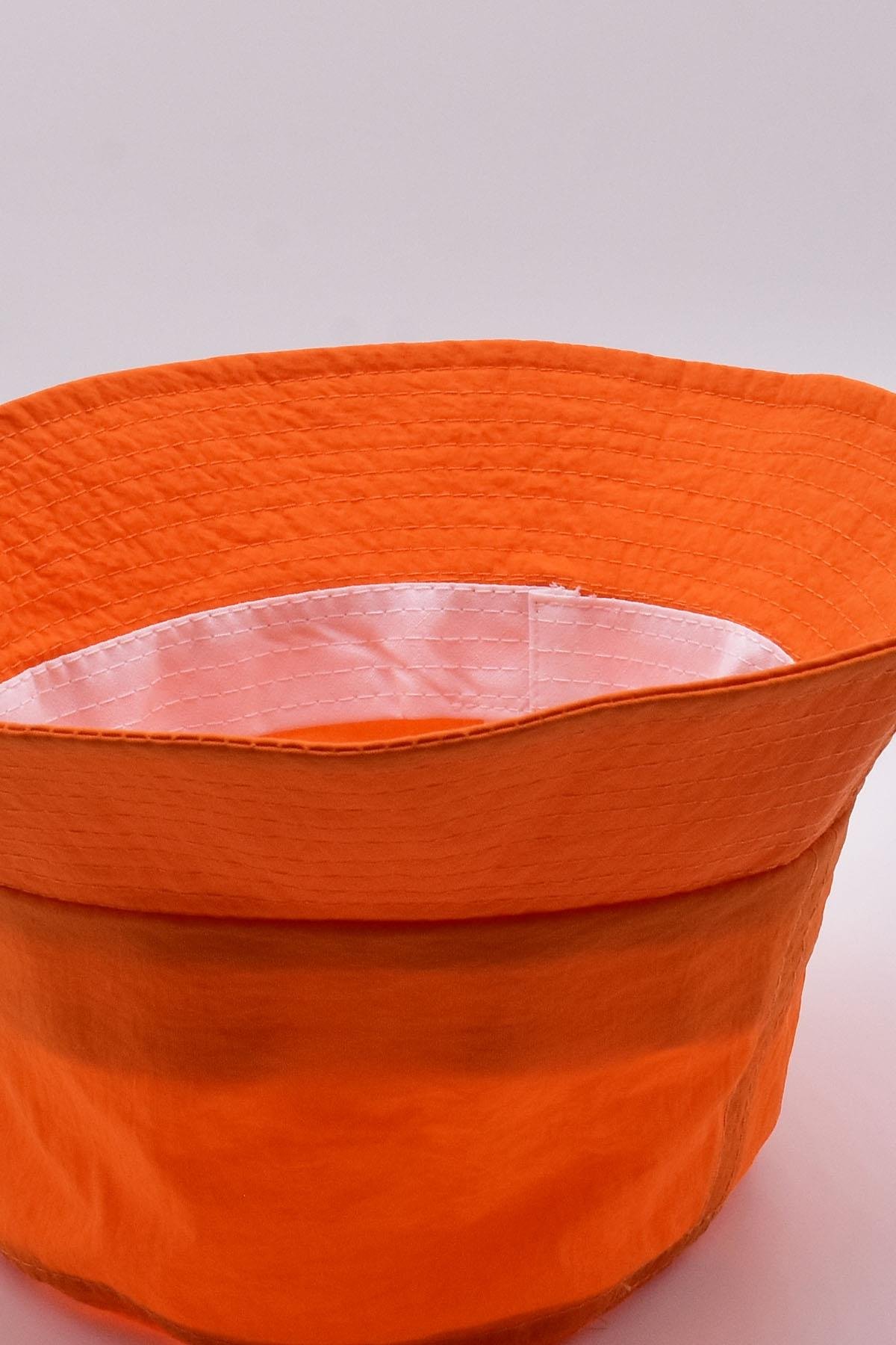 Külah Erkek Turuncu Bucket Şapka Dokulu Yazlık Balıkçı Şapkası KLH6942