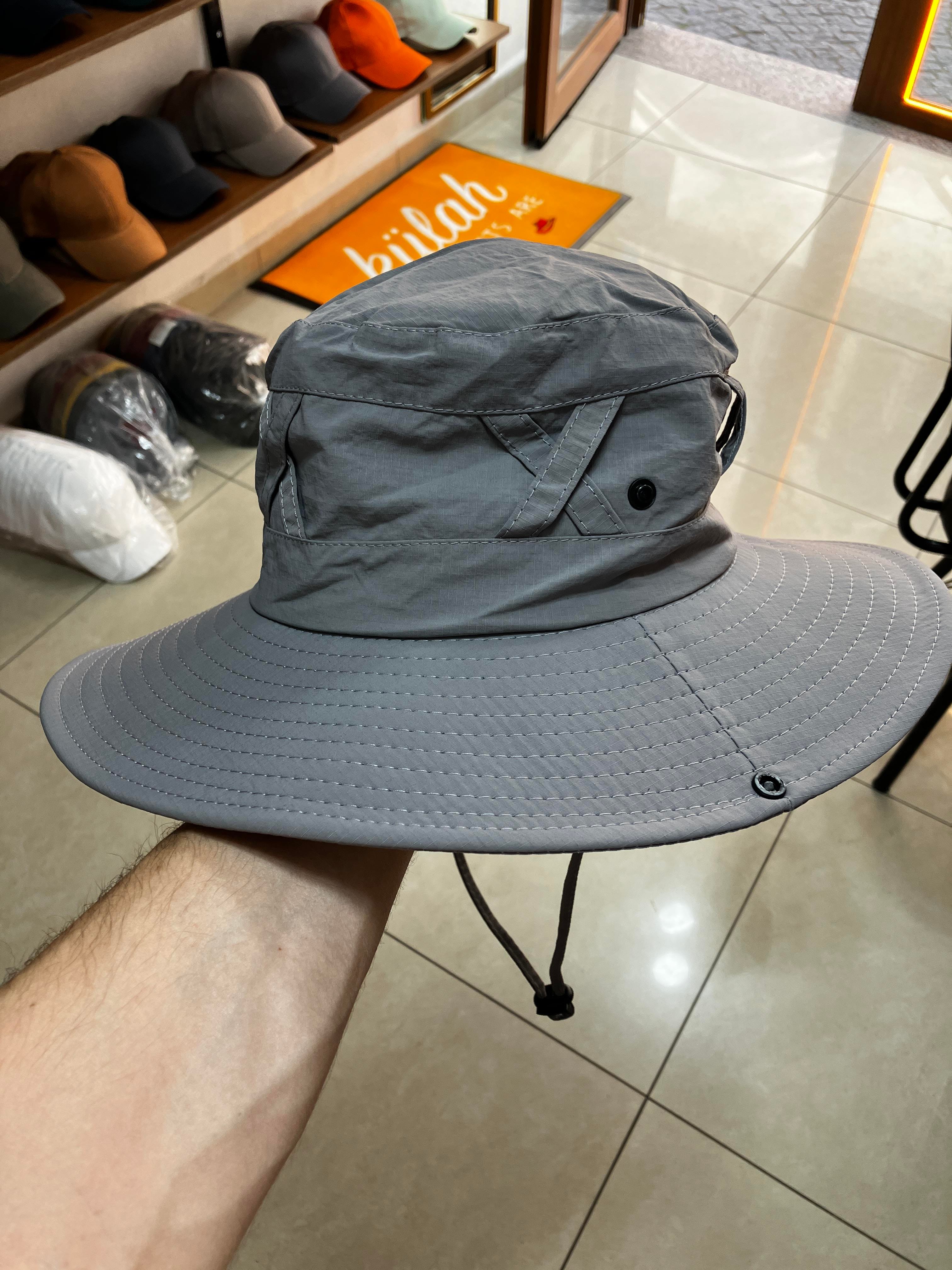 Külah Gri Outdoor Şapka Uv Korumalı Nefes Alan Safari Şapkası KLH7527