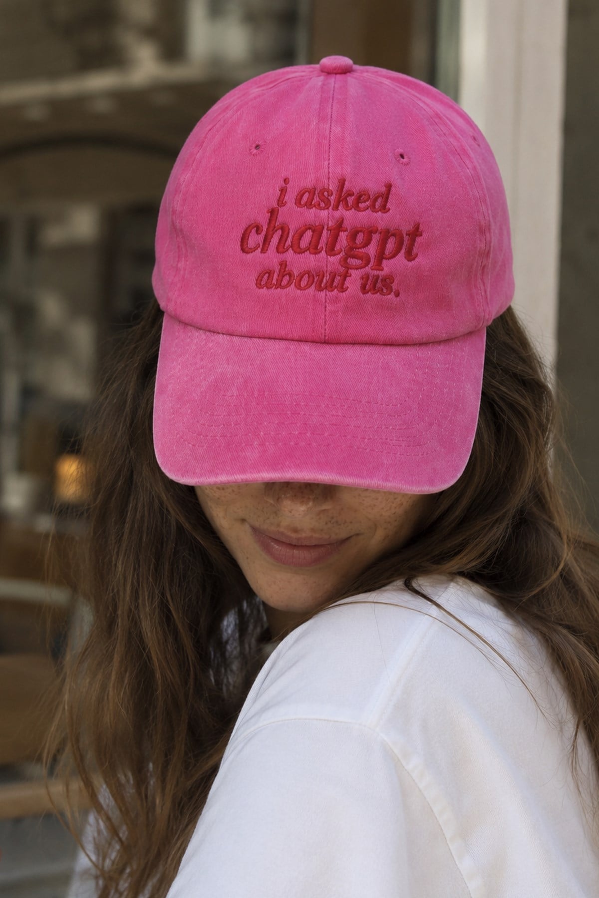 Külah I Asked ChatGPT About Us Nakışlı Washed Dad Cap – Fuşya KLH7592