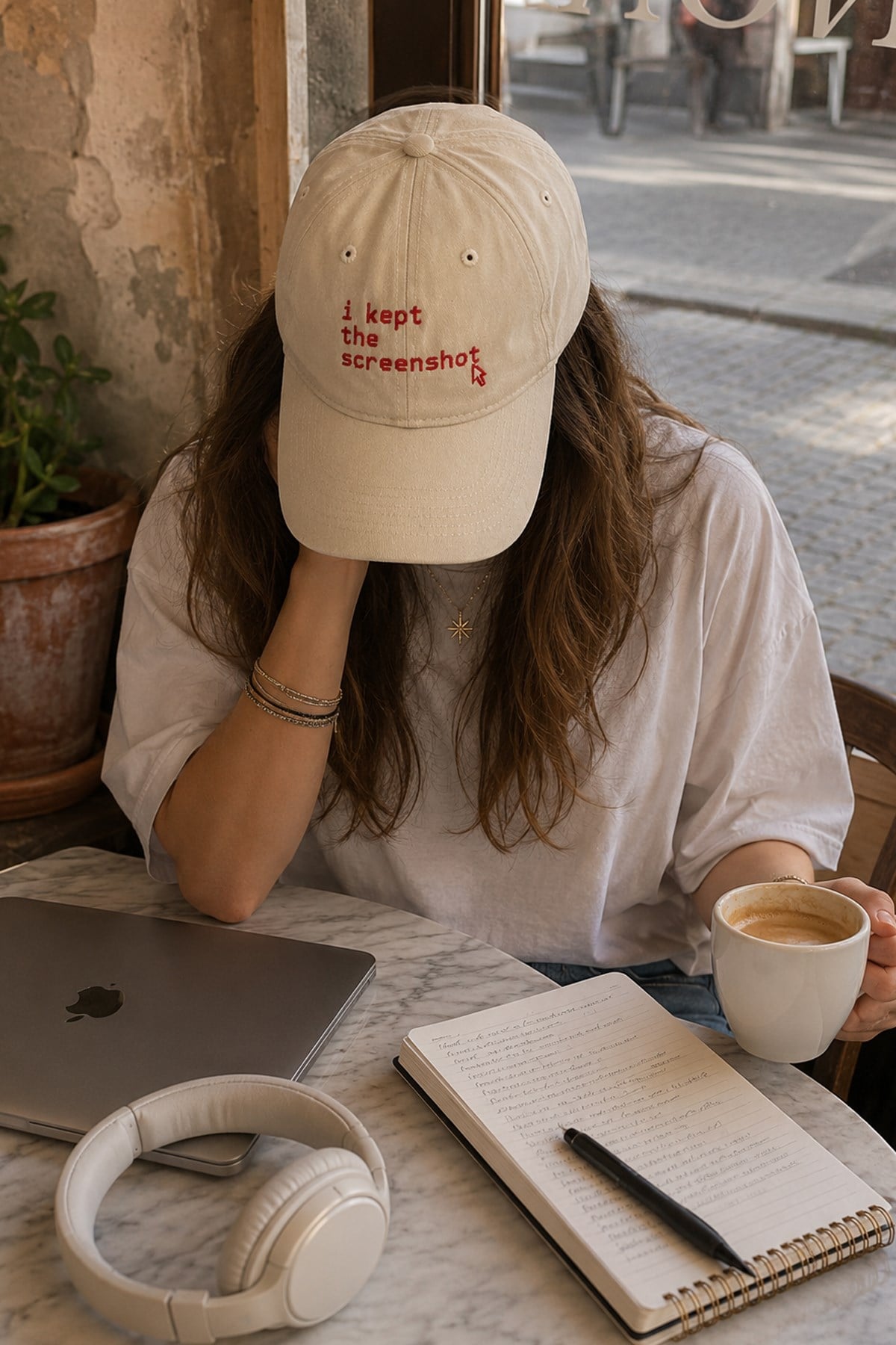 Külah I Kept the Screenshot Nakışlı Washed Dad Cap – Stone KLH7592