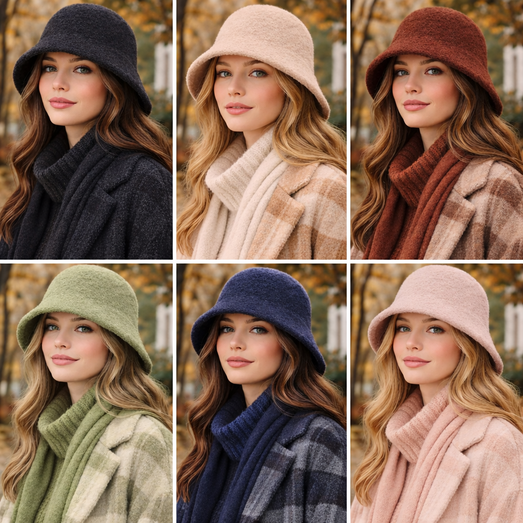Külah Kadın Premium Cloche Şapka Kışlık Boho Bucket Hat - Acı Kahve KLH7566