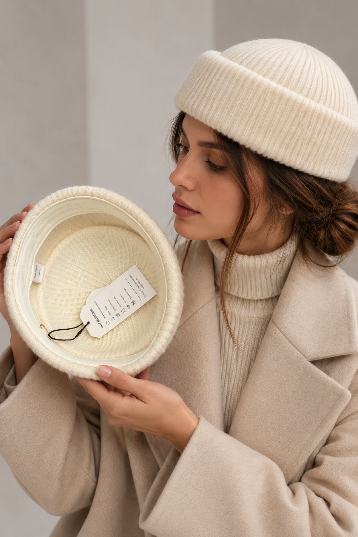 Külah KLH Studio Dept. Ribbed Wool Pillbox Şapka - Krem KLH7617