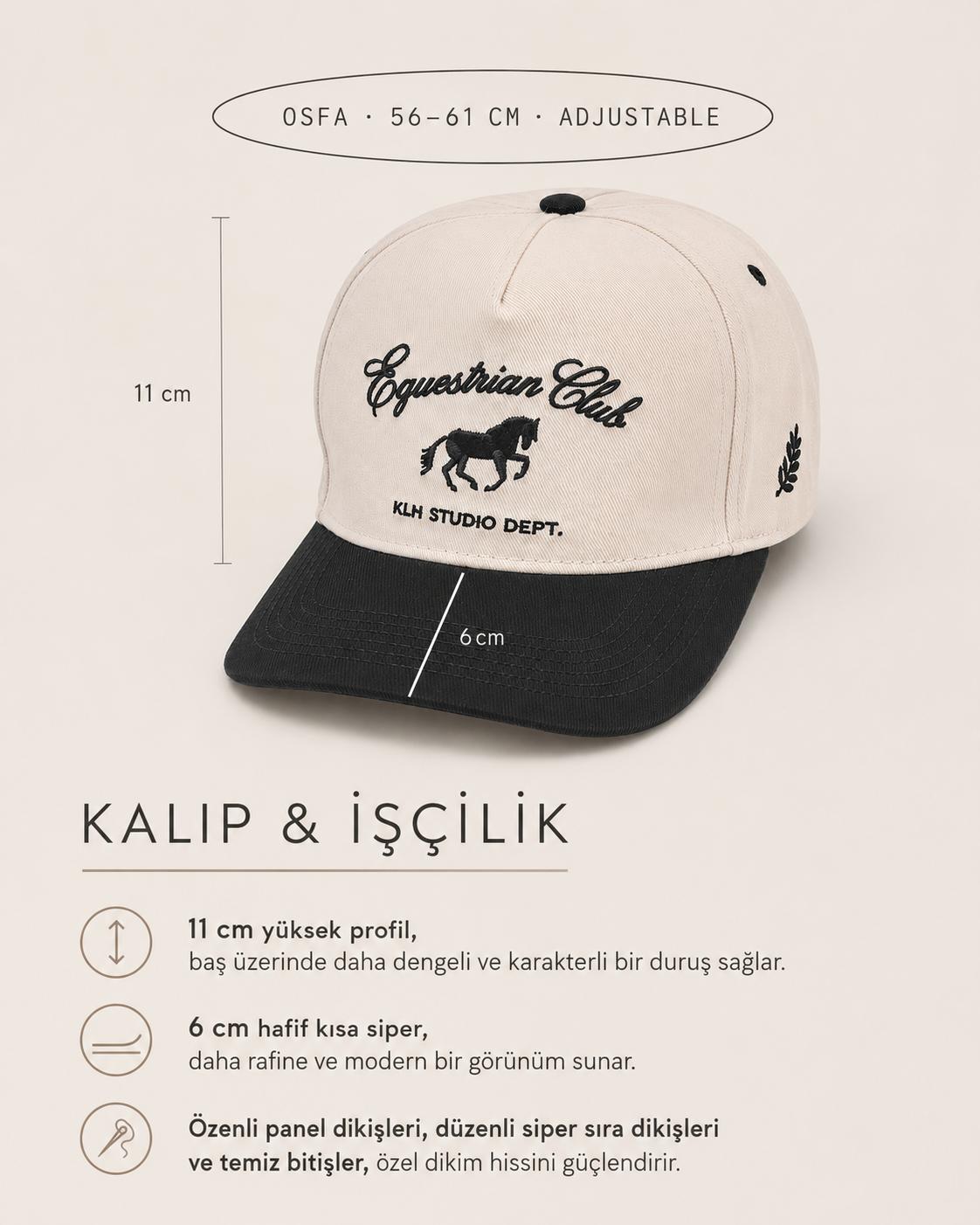 Külah KLH Studio Dept. Equestrian Club Snapback Şapka KLH7606