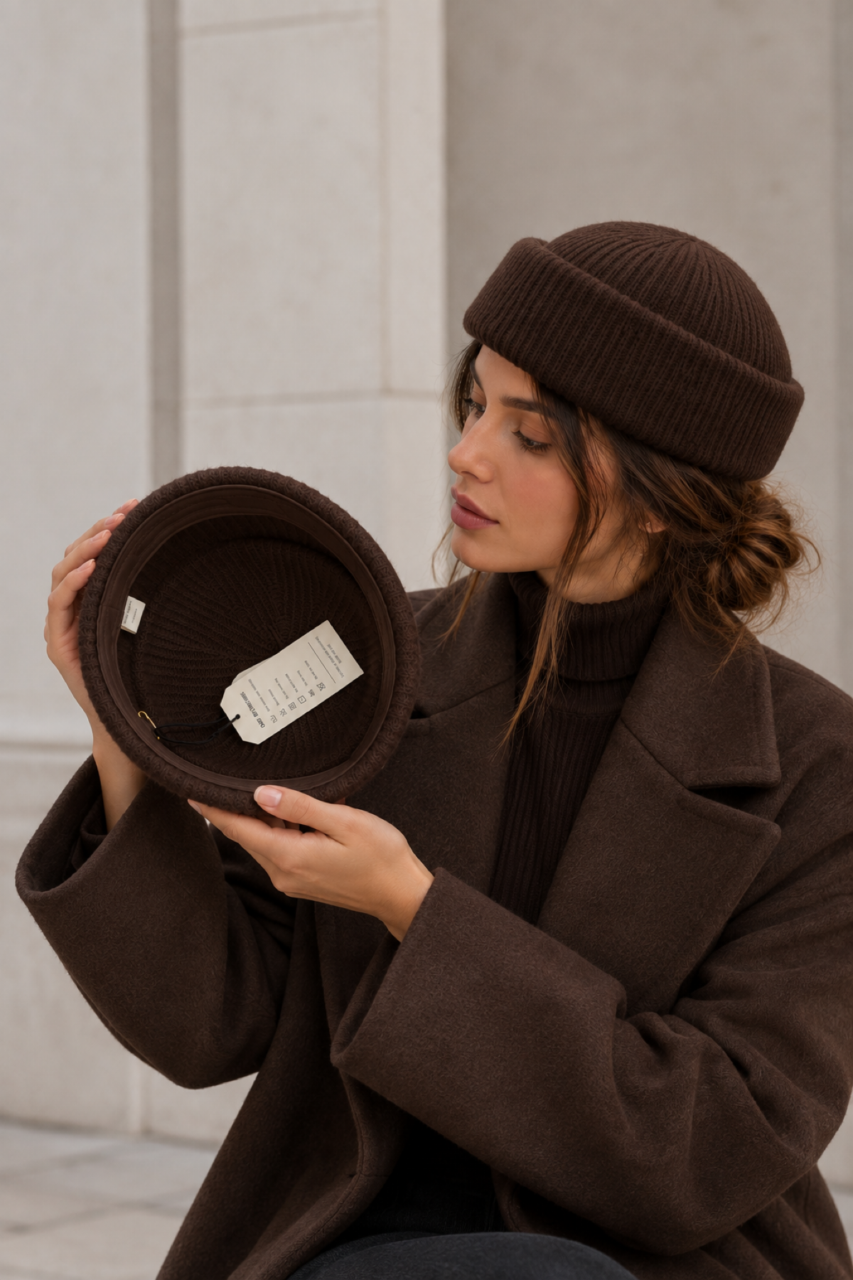 Külah KLH Studio Dept. Ribbed Wool Pillbox Şapka - Kahverengi KLH7617