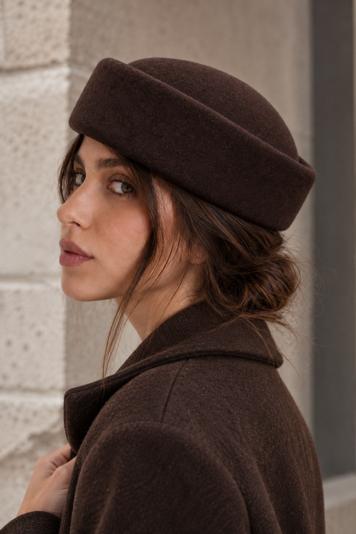Külah KLH Studio Dept. Heritage Wool Pillbox Şapka - Kahverengi KLH7608